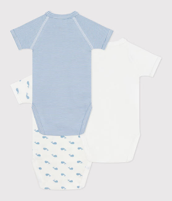 PACK OF BABIES SHORT-SLEEVED PRINTED COTTON WRAPOVER BODIES
