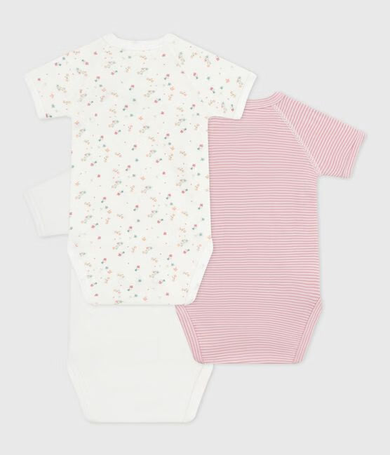 PACK OF BABIES' SHORT-SLEEVED PRINTED COTTON WRAP OVER BODIES