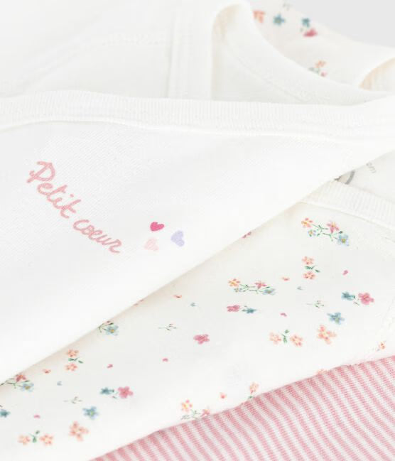 PACK OF BABIES' SHORT-SLEEVED PRINTED COTTON WRAP OVER BODIES