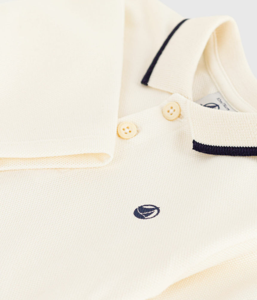 BABIES' LONG-SLEEVED PLAIN COTTON POLO SHIRT