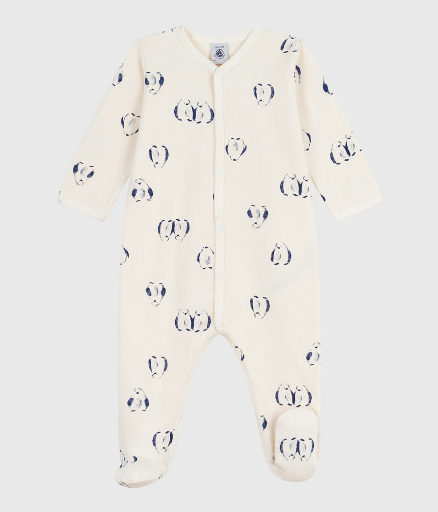 BABIES' FLORAL-PRINT BRUSHED FLEECE PYJAMAS WITH A PETAL COLLAR