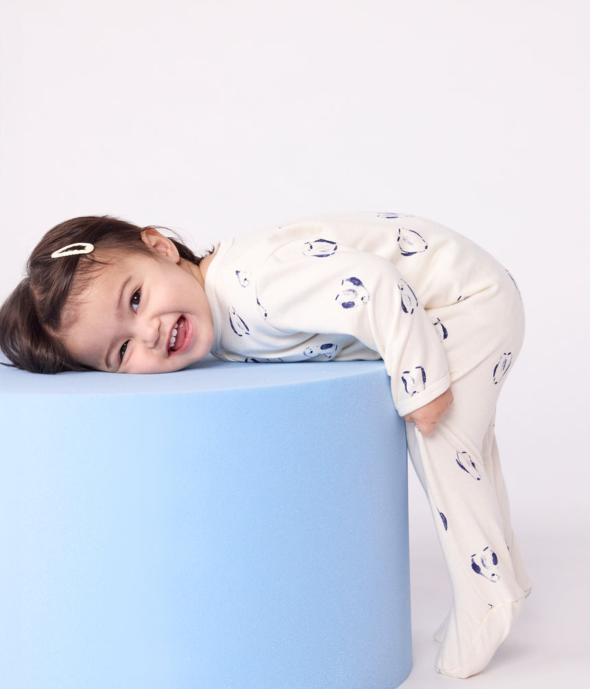 BABIES' FLORAL-PRINT BRUSHED FLEECE PYJAMAS WITH A PETAL COLLAR