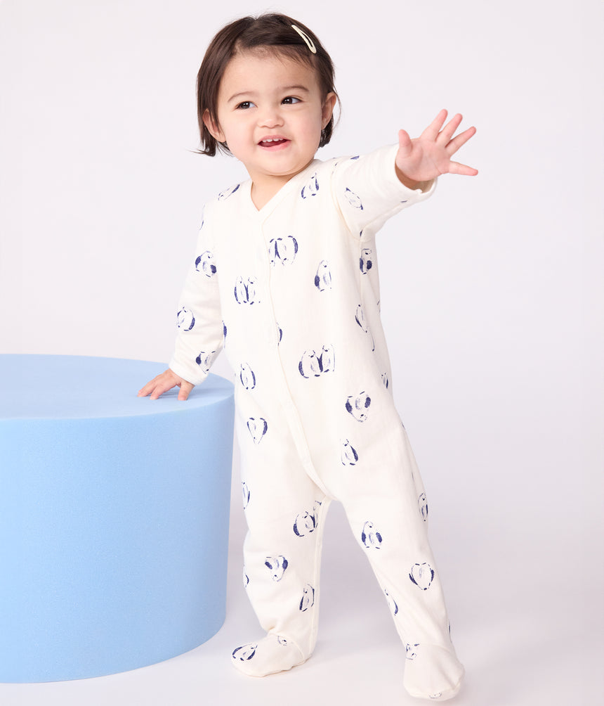 BABIES' FLORAL-PRINT BRUSHED FLEECE PYJAMAS WITH A PETAL COLLAR