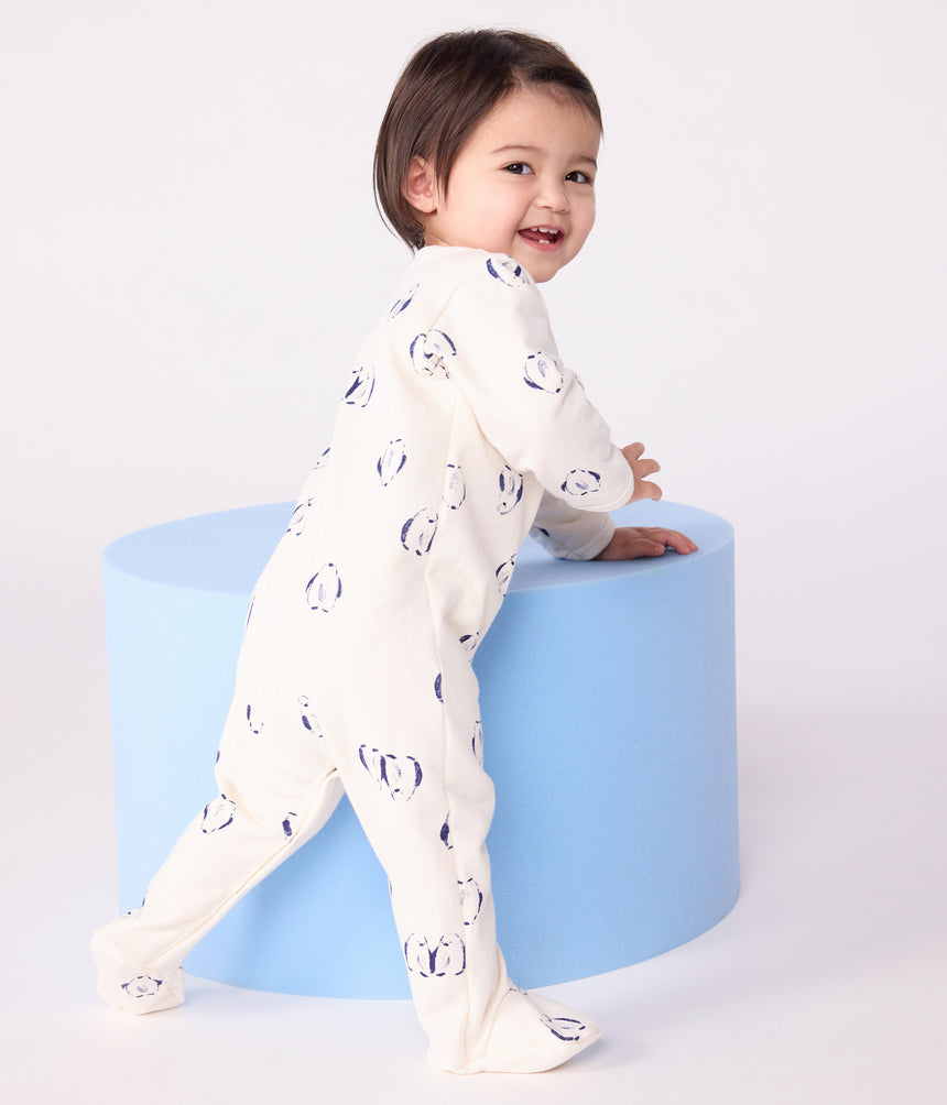 BABIES' FLORAL-PRINT BRUSHED FLEECE PYJAMAS WITH A PETAL COLLAR