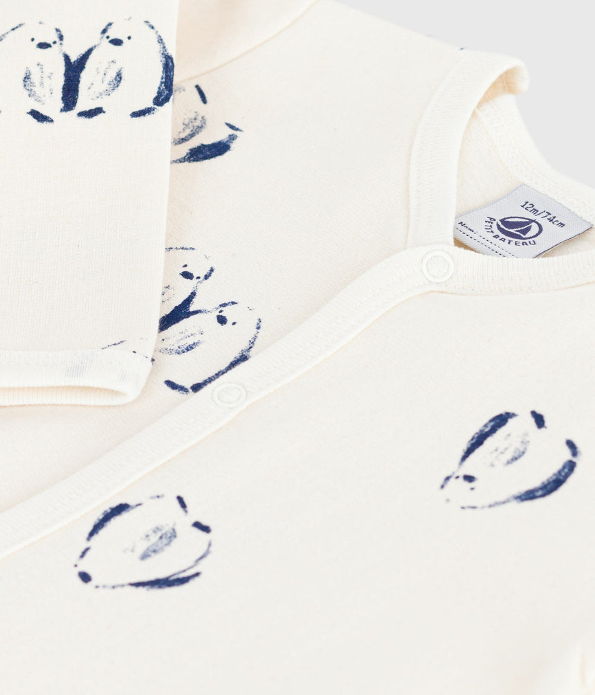 BABIES' FLORAL-PRINT BRUSHED FLEECE PYJAMAS WITH A PETAL COLLAR