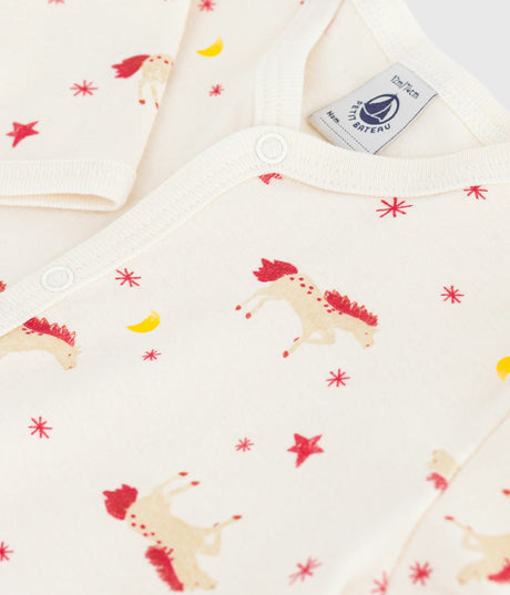 BABIES HORSE-PRINT COTTON FOOTLEES PYJAMA SUIT