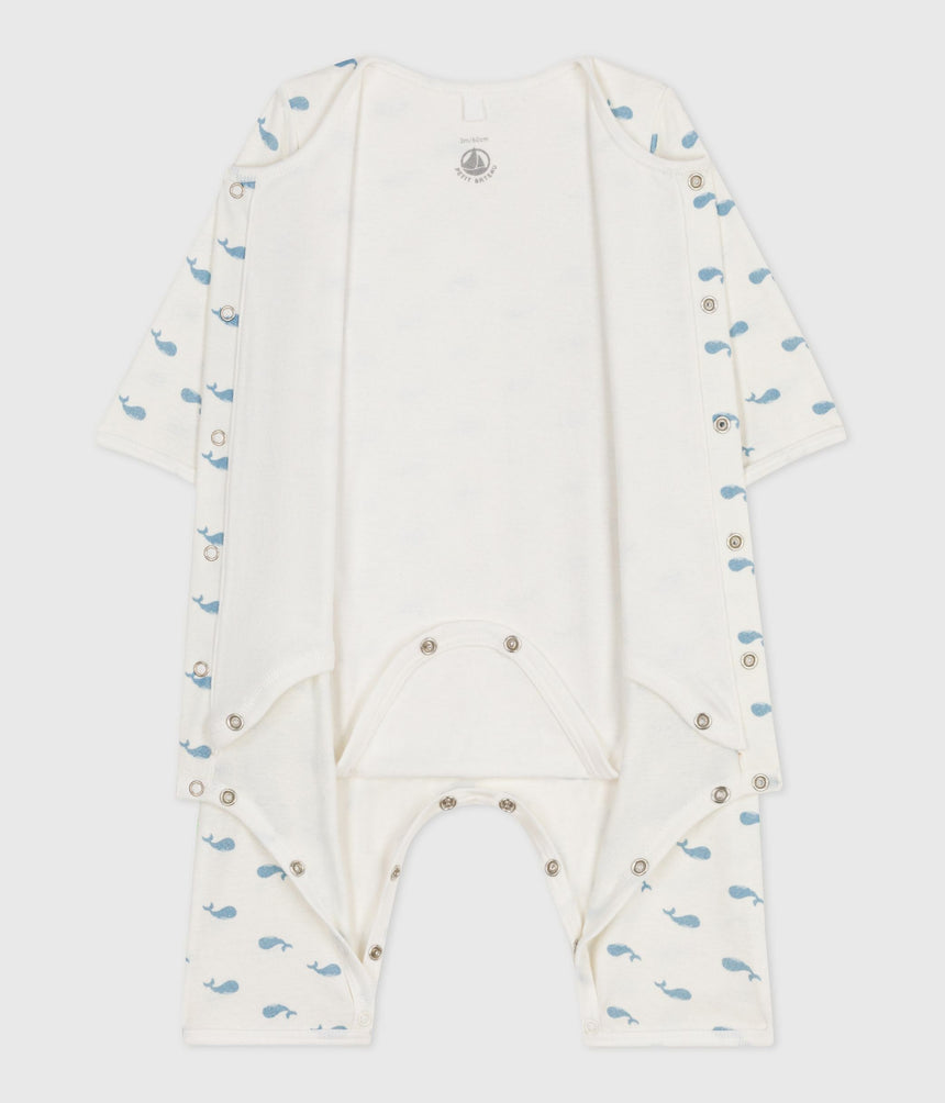 BABIES FOOTLESS WHALE-PRINT COTTON BODYJAMA