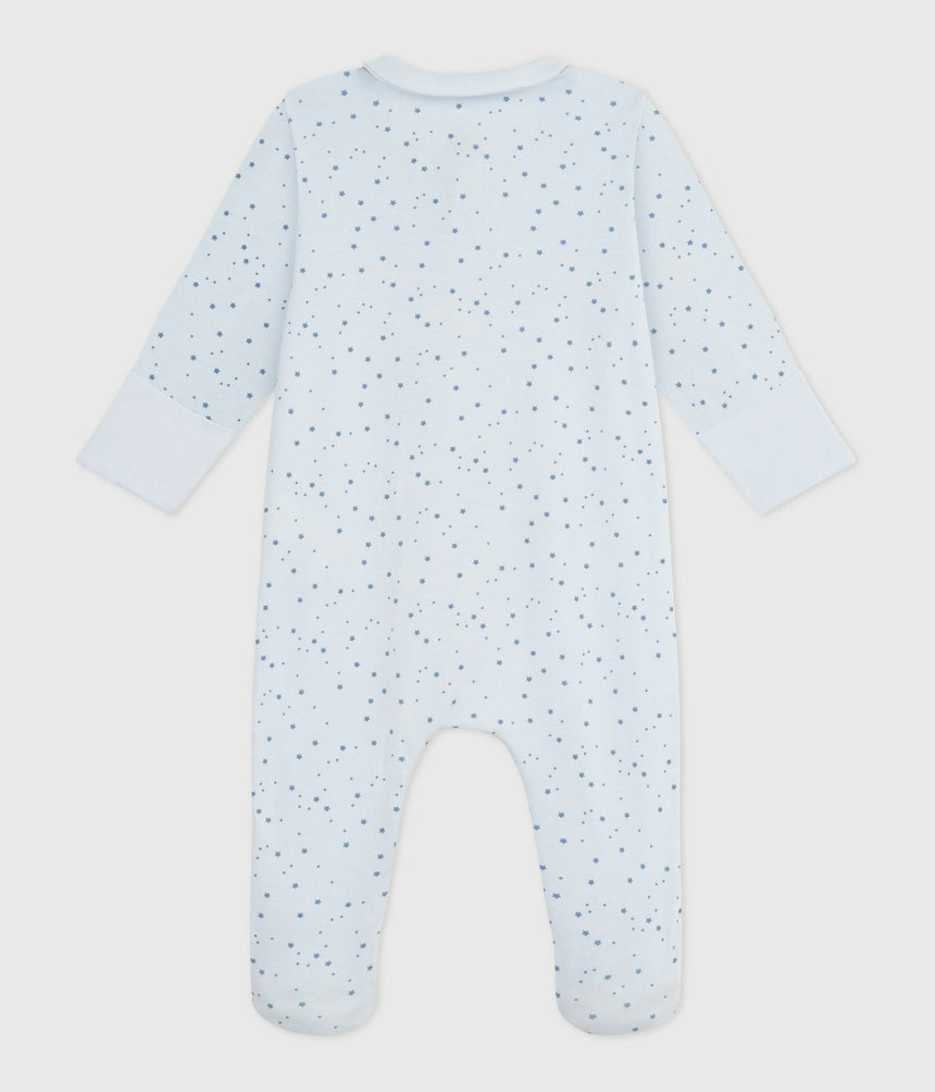 BABIES STAR PRINTED COTTON PYJAMA SUIT WITH A COLLAR