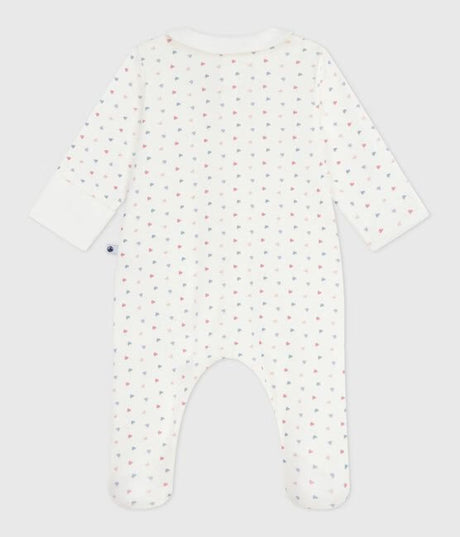 BABIES HEART-PRINT COTTON PYJAMA SUIT WITH A COLLAR