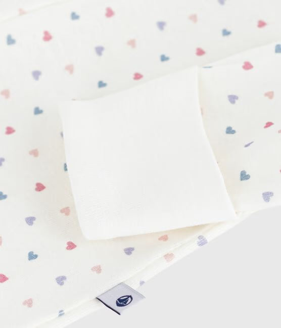 BABIES HEART-PRINT COTTON PYJAMA SUIT WITH A COLLAR