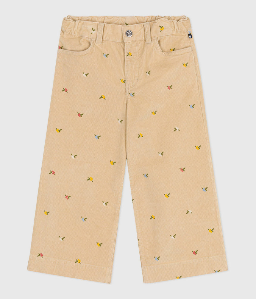 GIRLS' PATTERNED CORDUROY TROUSERS