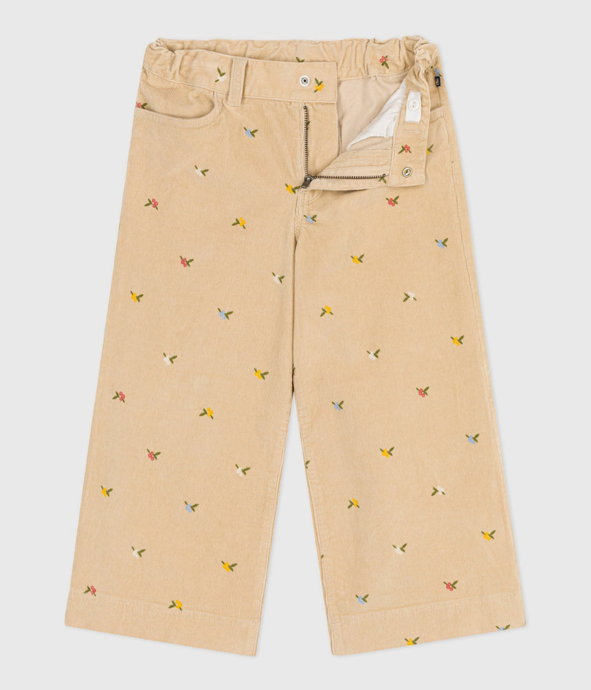 GIRLS' PATTERNED CORDUROY TROUSERS