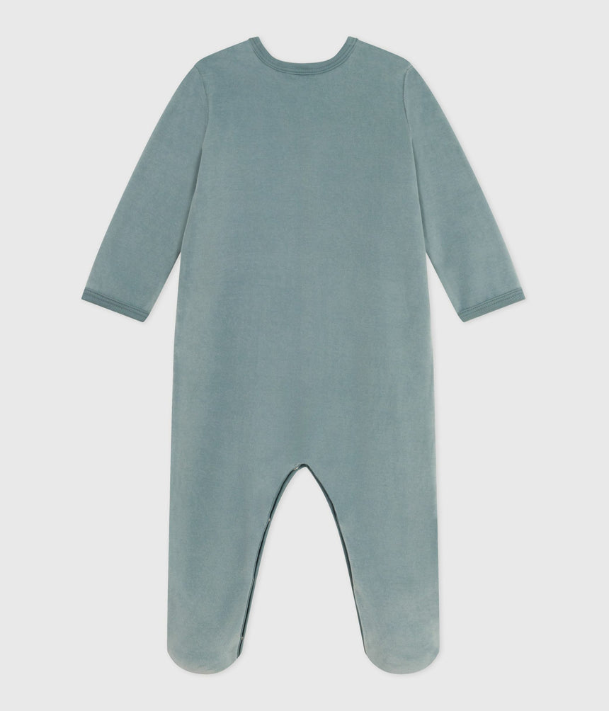 BABIES PLAIN VELOUR PYJAMA SUIT