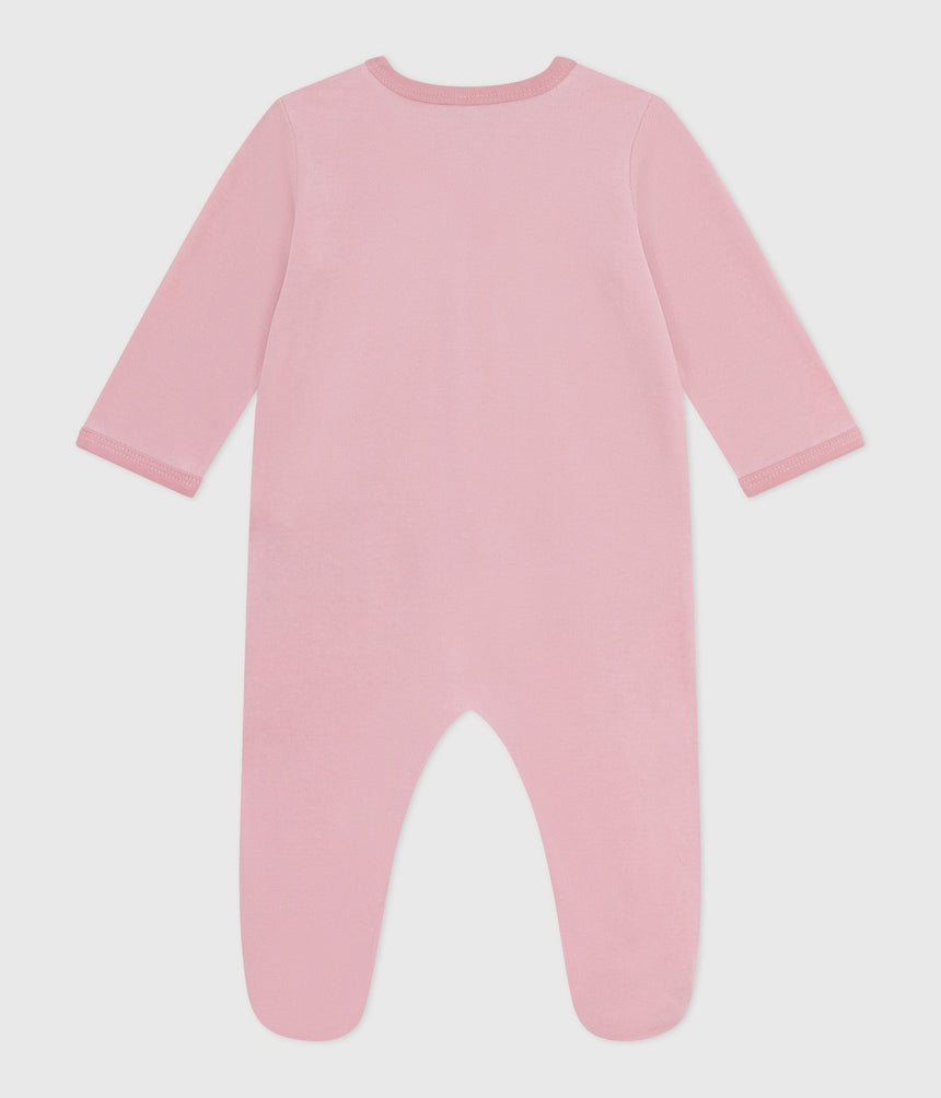 BABIES PLAIN VELOUR PYJAMA SUIT