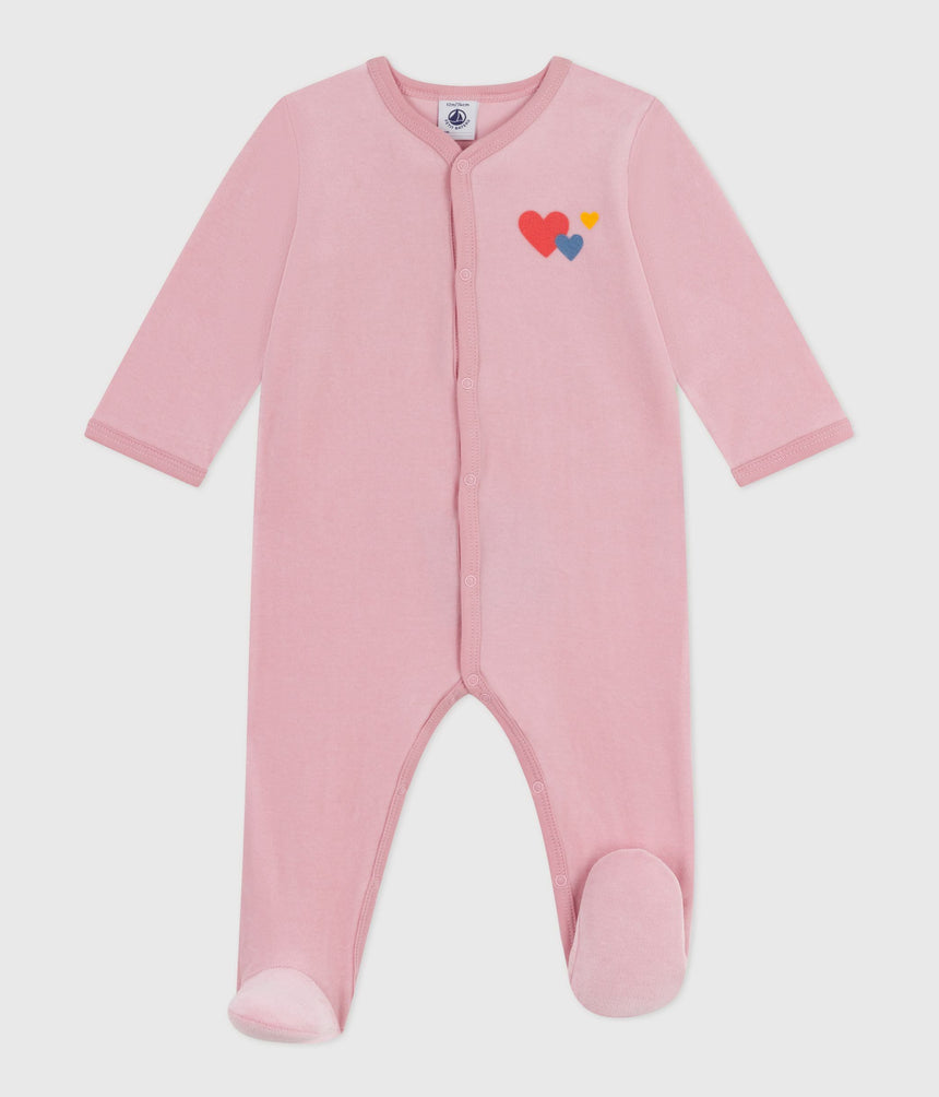 BABIES PLAIN VELOUR PYJAMA SUIT