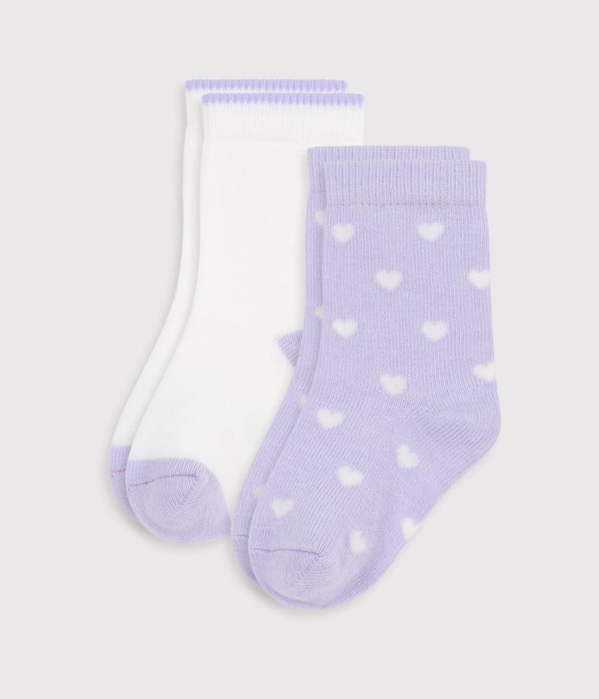 BABIES' HEART-PRINT COTTON SOCKS -2- PACK