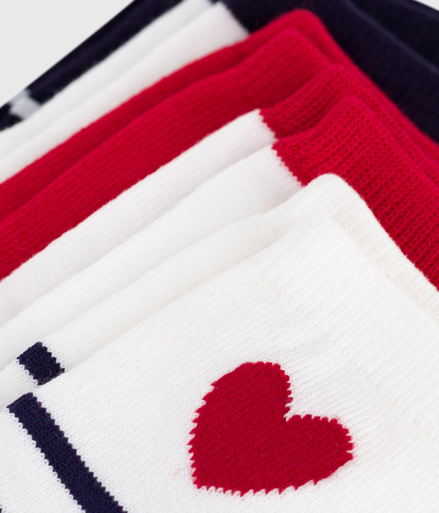 BABIES SOCKS WITH STRIPES AND HEARTS -5- PACK