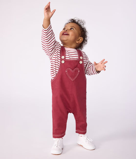 BABIES LONG-LEG COLOYRED DENIM DUNGARESS