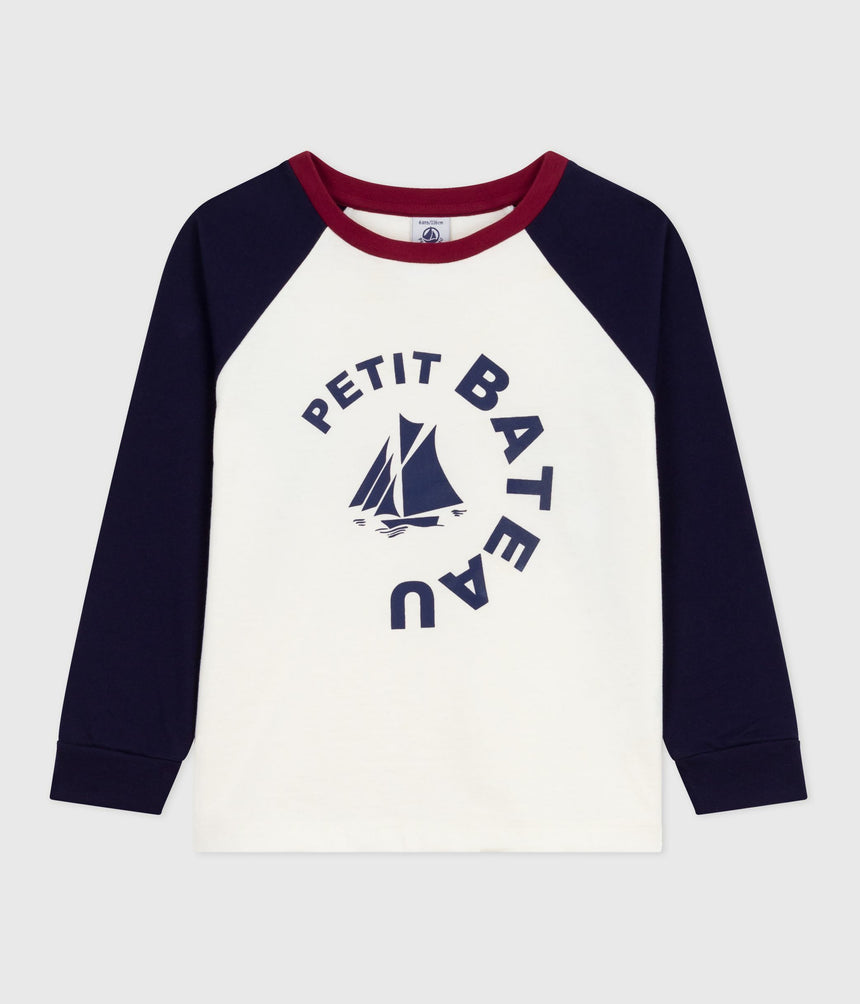 CHILDREN'S LONG SLEEVED COLOURBLOCK-PRINTED COTTON T-SHIRT