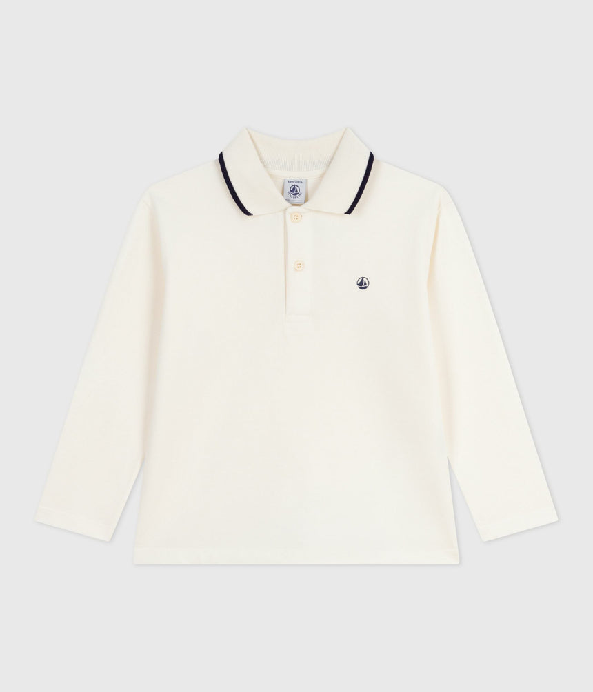 CHILDREN'S LONG-SLEEVED PRINTED COTTON POLO SHIRT