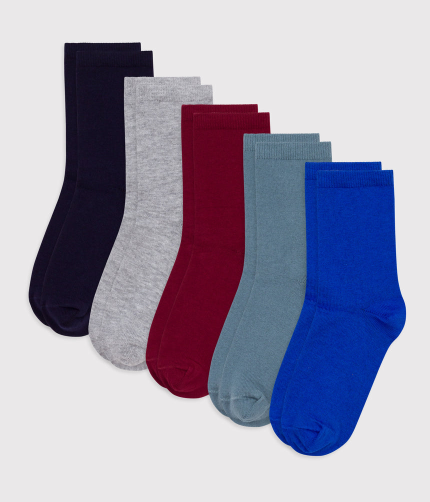 CHILDRENS PLAIN COTTON SOCKS-5-PACK