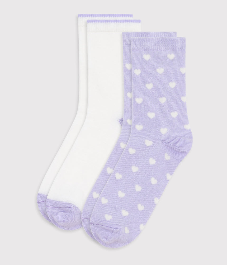 CHILDREN'S HEART PRINT COTTON SOCKS-2-PACK