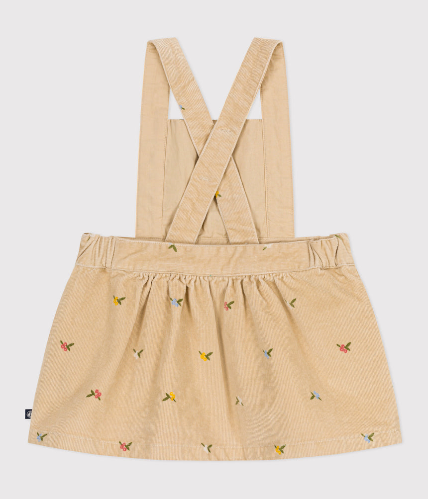BABIES' CORDUROY DRESS EMBROIDERED WITH FLOWERS
