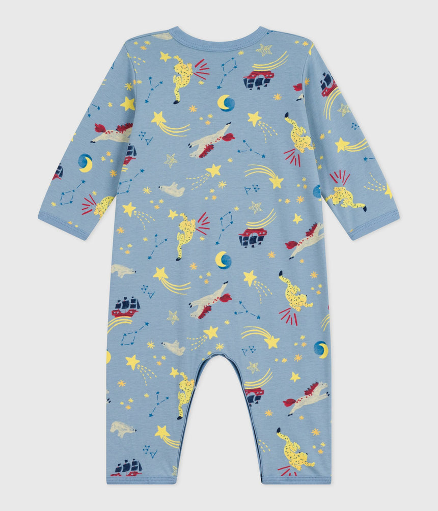 BABIES FOOTLESS PRINTED COTTON PYJAMA SUIT