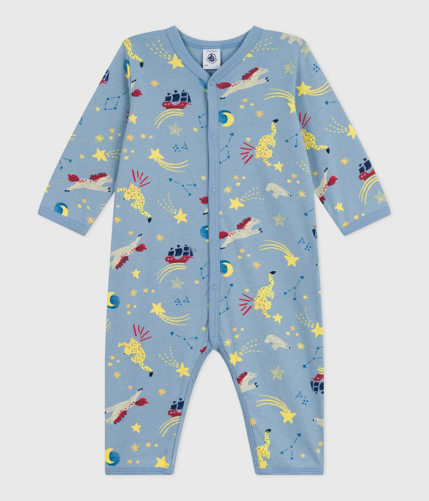 BABIES FOOTLESS PRINTED COTTON PYJAMA SUIT