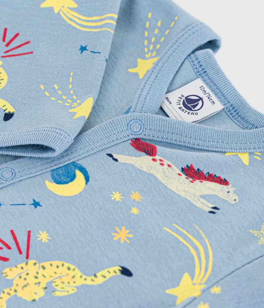 BABIES FOOTLESS PRINTED COTTON PYJAMA SUIT