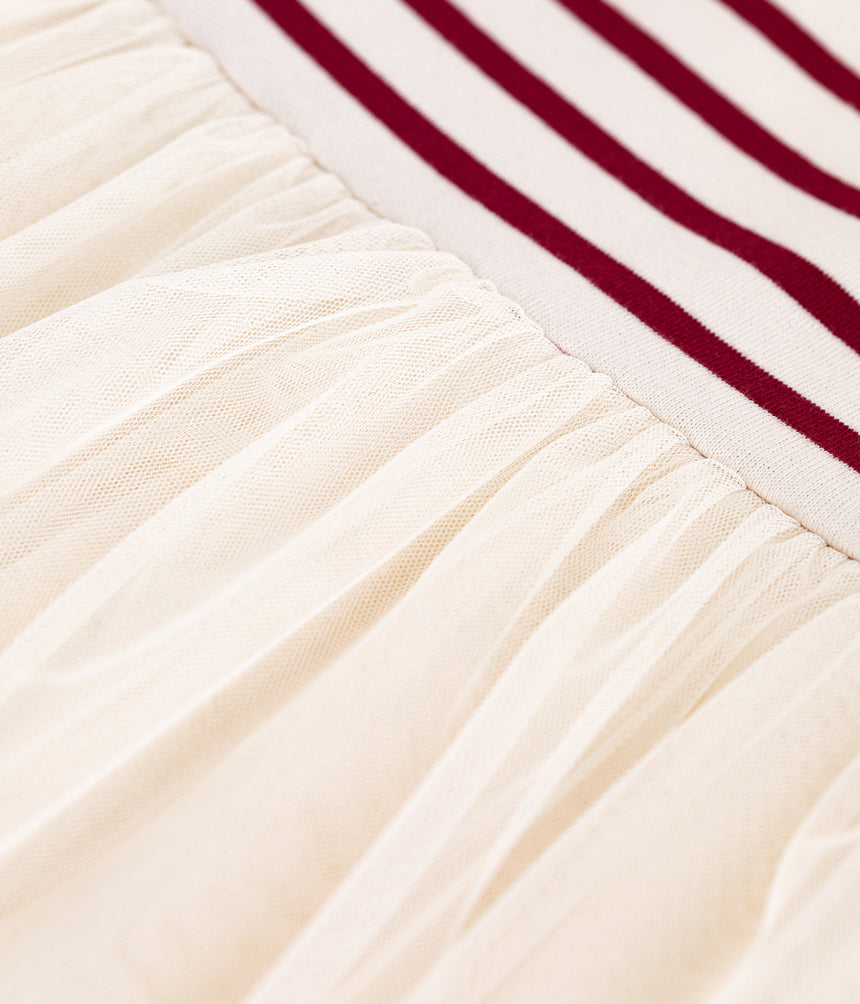 CHILDREN'S LONG-SLEEVED DRESS IN COTTON AND TULLE