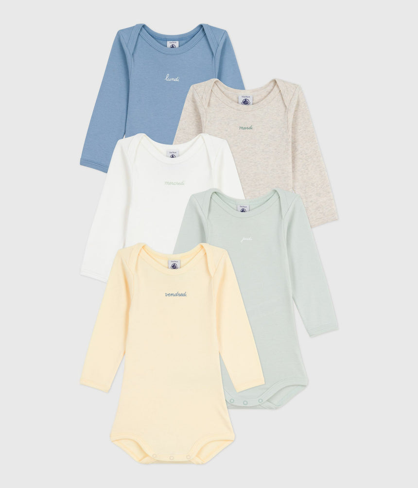 PACK OF LONG-SLEEVED DAYS OF WEEK COTTON BODIES FOR BABIES