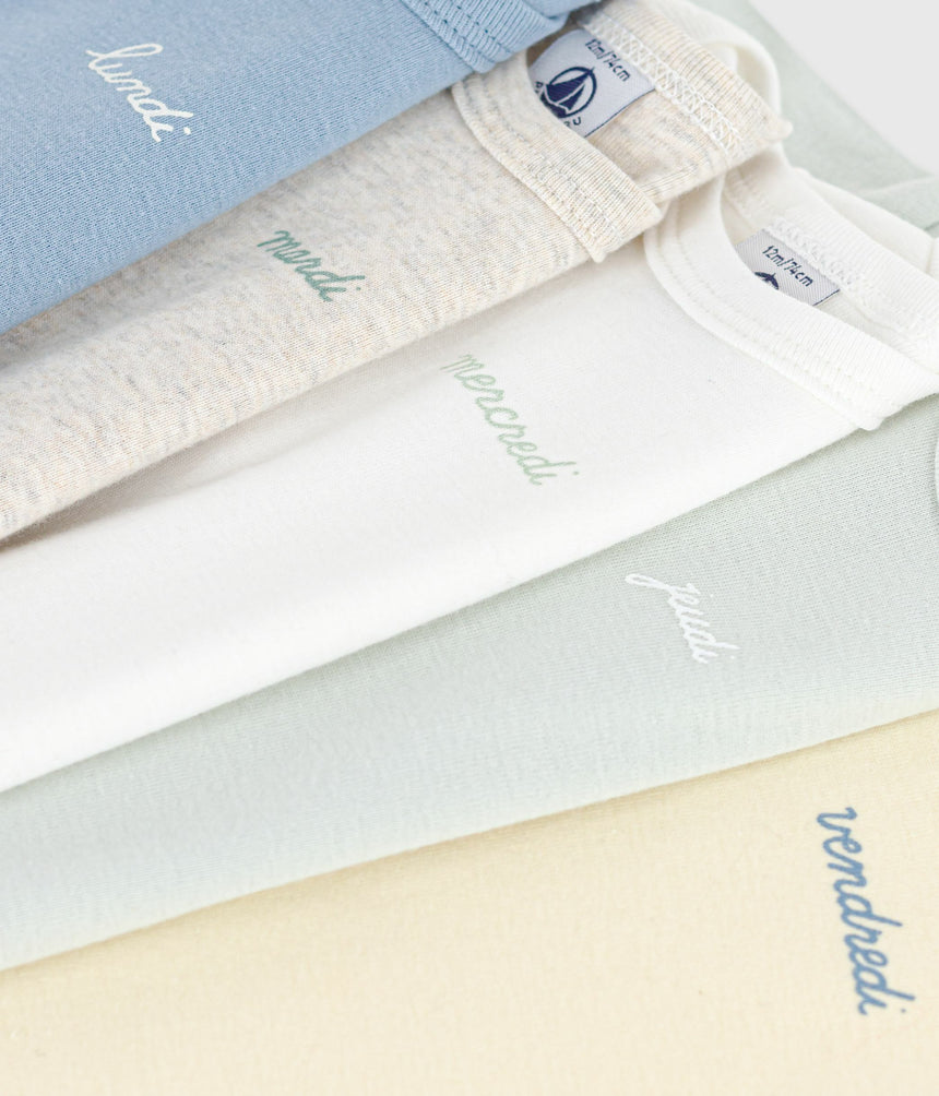 PACK OF LONG-SLEEVED DAYS OF WEEK COTTON BODIES FOR BABIES