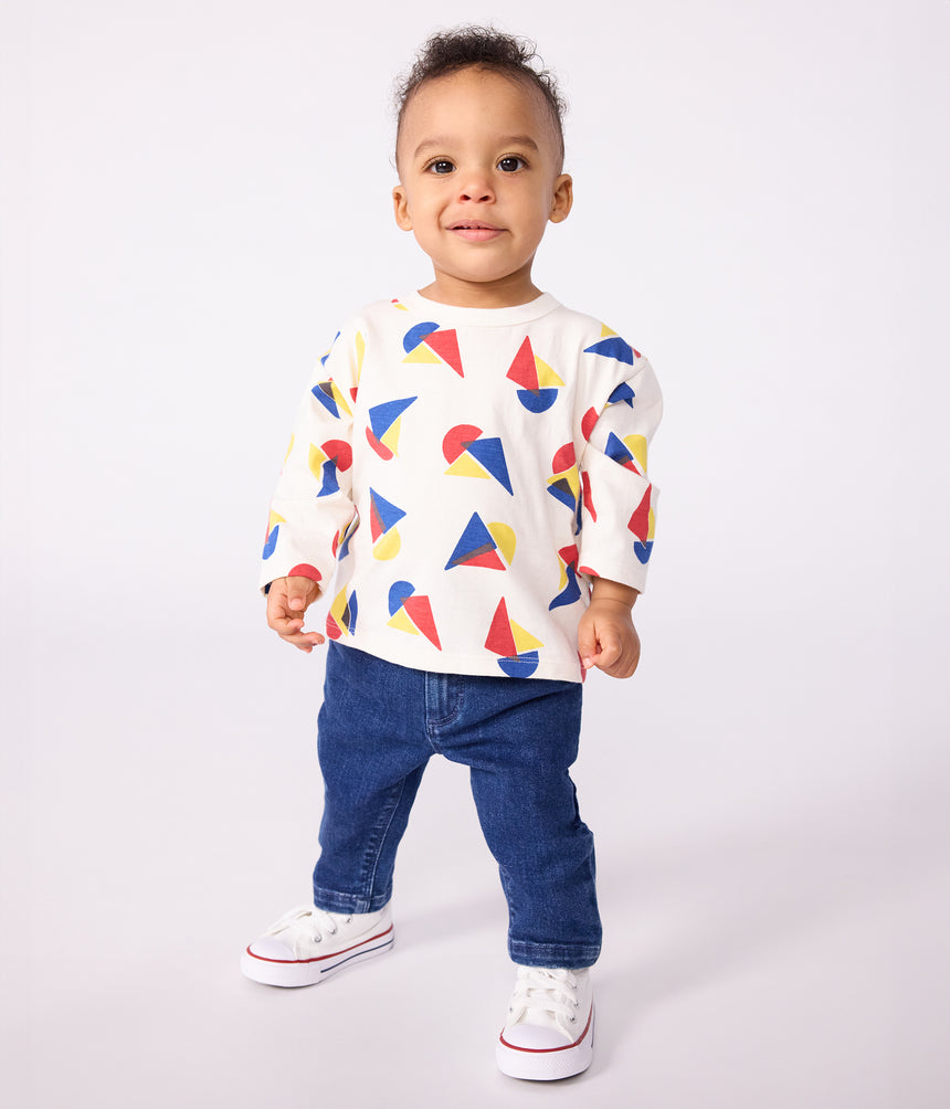 BABIES LONG-SLEEVED BOAT COTTON T-SHIRT
