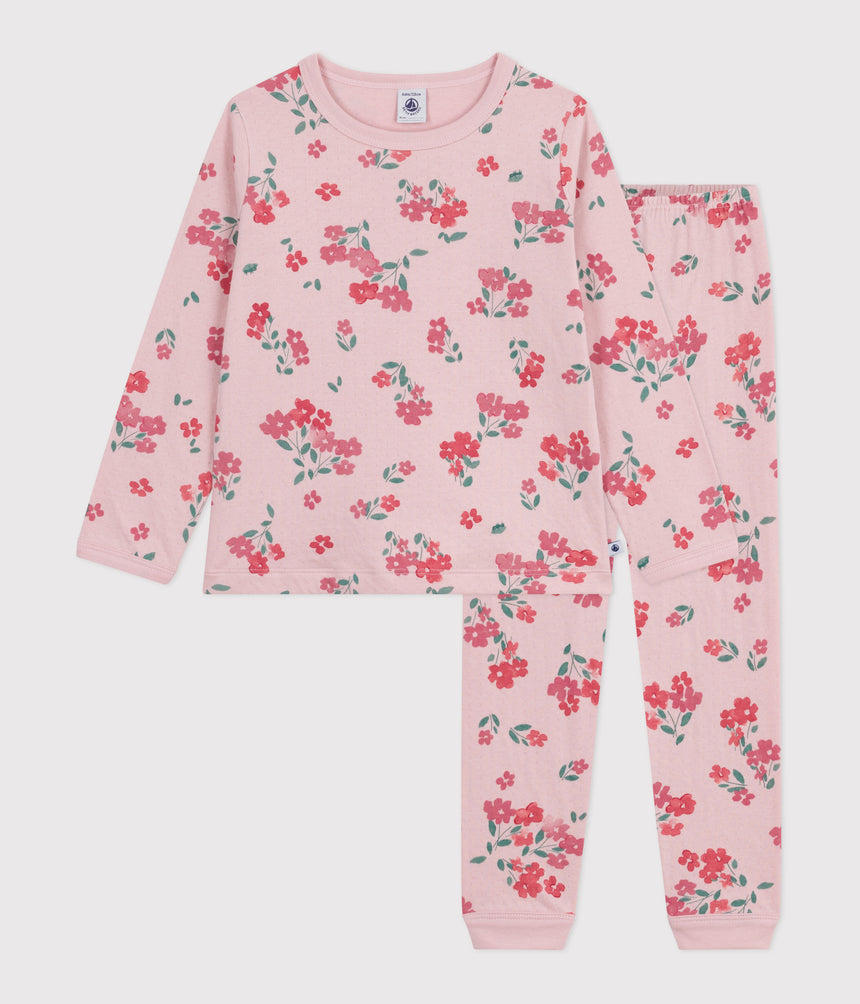 CHILDREN'S FLORAL PRINTED TUBE KNIT PYJAMAS