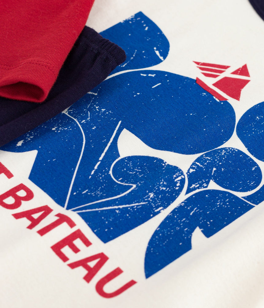 CHILDREN'S TWO-COLOR COTTON PYJAMAS