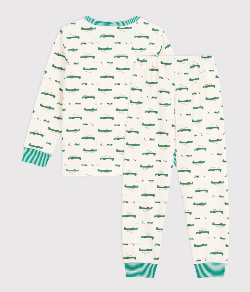CHILDRENS' CROCODILE PRINT FLEECE PYJAMAS