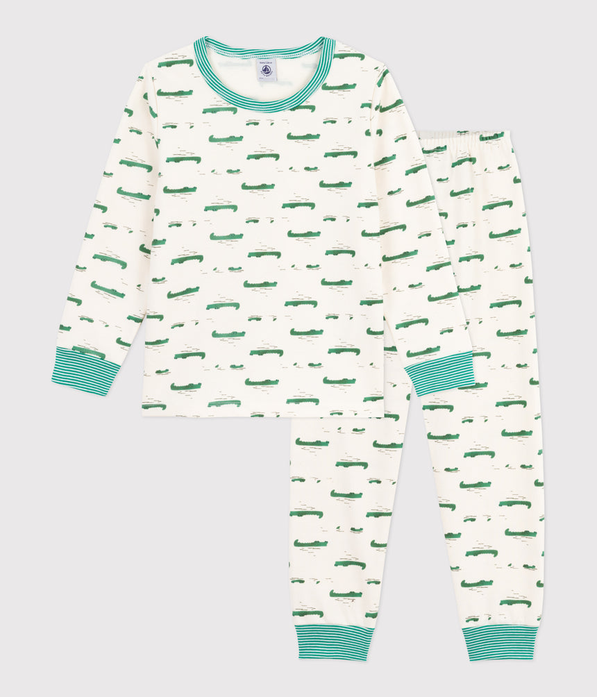 CHILDRENS' CROCODILE PRINT FLEECE PYJAMAS