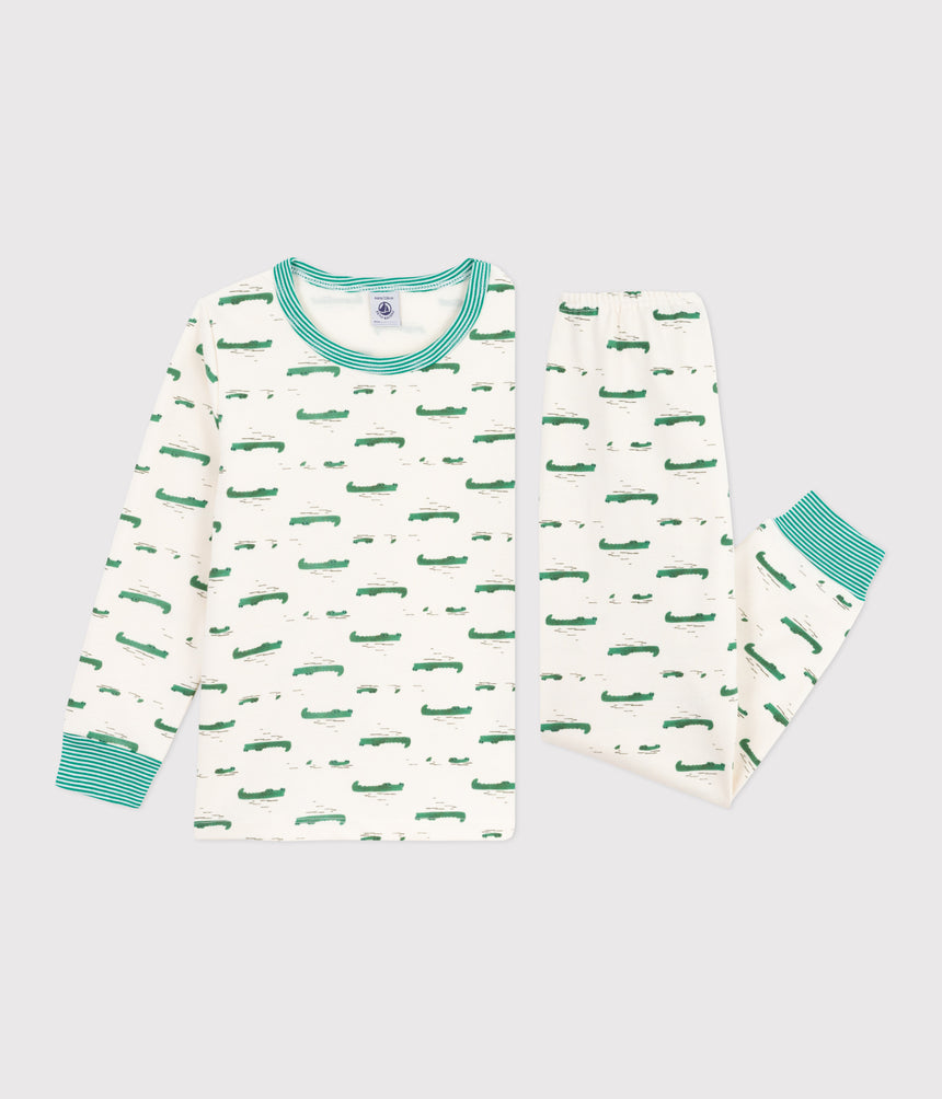 CHILDRENS' CROCODILE PRINT FLEECE PYJAMAS