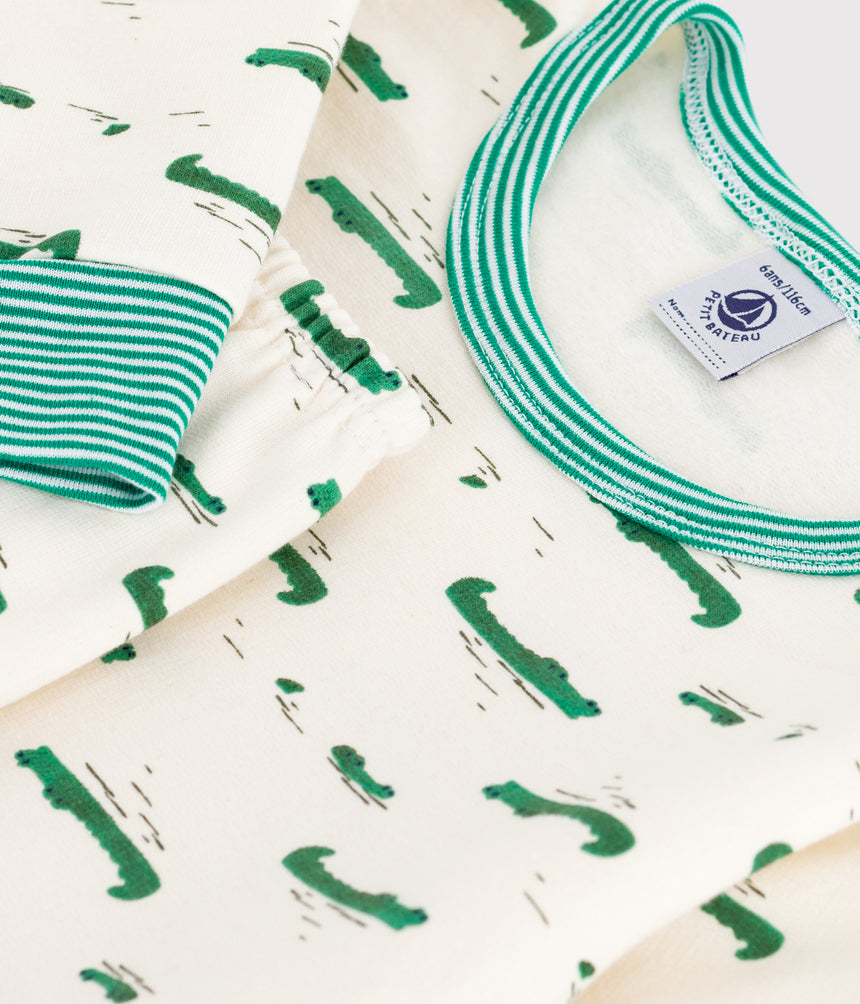CHILDRENS' CROCODILE PRINT FLEECE PYJAMAS