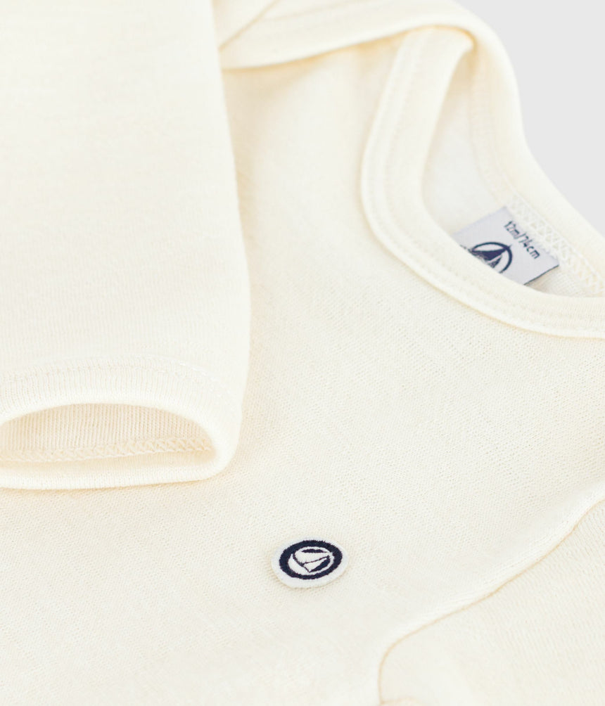 BABIES' LONG-SLEEVED BODY IN WOOL AND COTTON