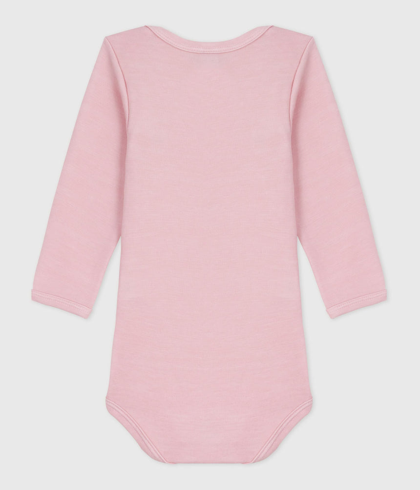 BABIES' LONG-SLEEVED BODY IN WOOL AND COTTON