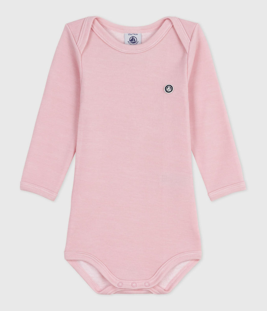 BABIES' LONG-SLEEVED BODY IN WOOL AND COTTON