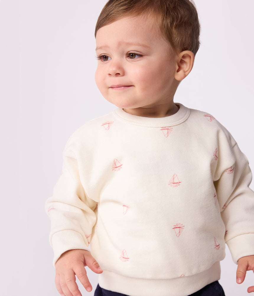 BABIES VINTAGE BOAT PRINTED COTTON SWEATSHIRT