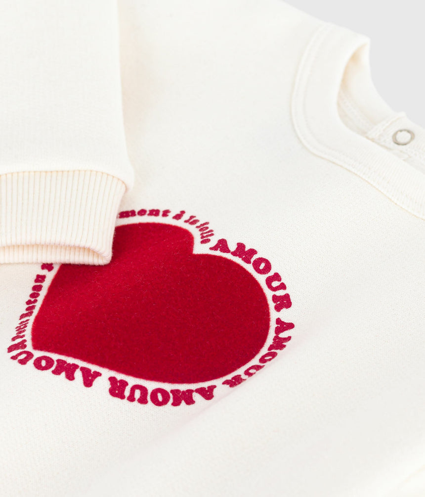 BABIES' HEART PATTERNED COTTON SWEATSHIRT