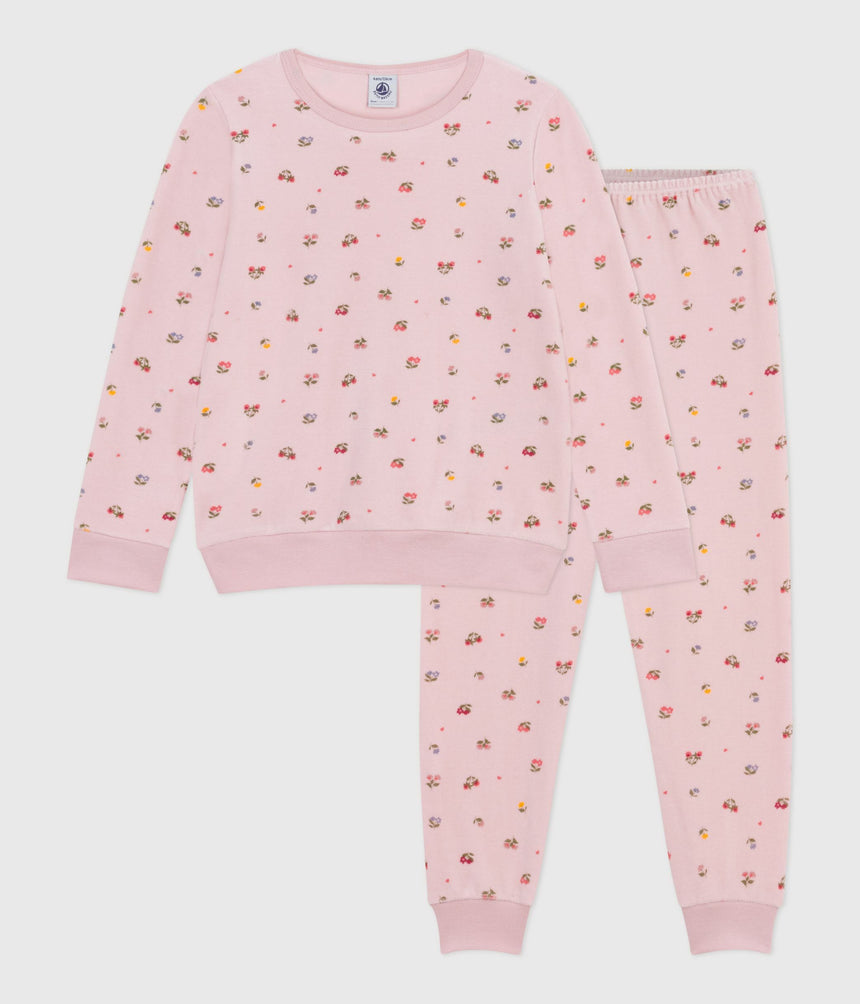 CHILDRENS FLORAL PRINT VELOUR PYJAMAS