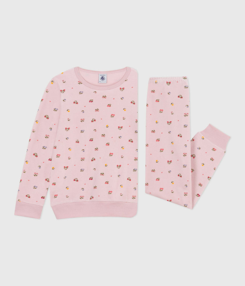 CHILDRENS FLORAL PRINT VELOUR PYJAMAS