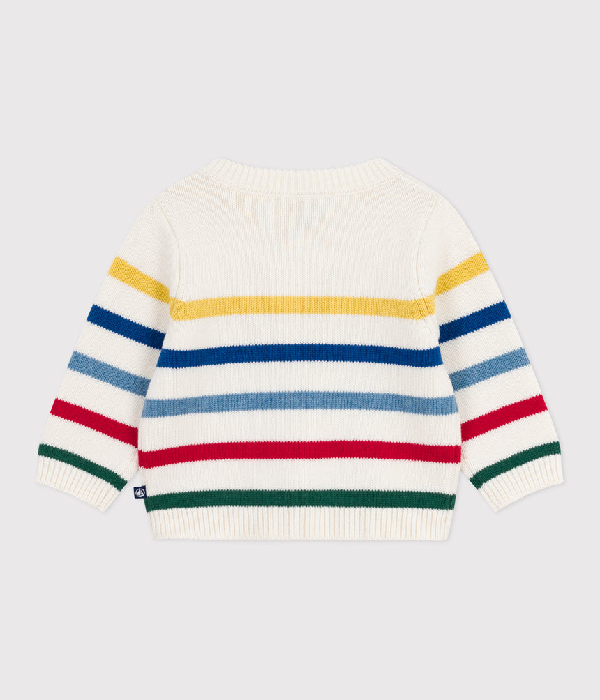 BABIES MULTI-COLOURED STRIPED WOOL AND COTTON JUMPER