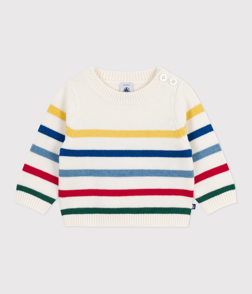 BABIES MULTI-COLOURED STRIPED WOOL AND COTTON JUMPER