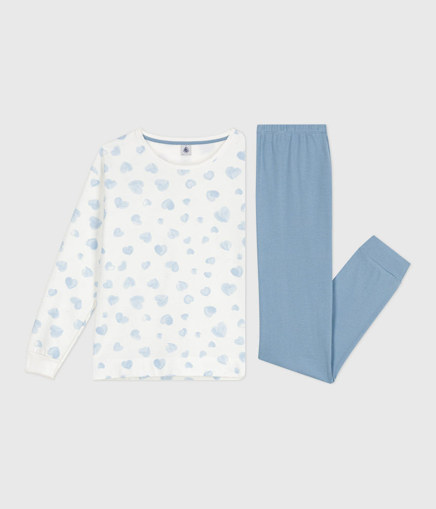 WOMEN'S COTTON HEART PRINT PYJAMAS IN TWO MATERIALS